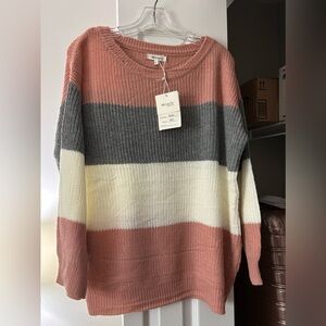 New Miracle Pink Grey White Sweater M/L